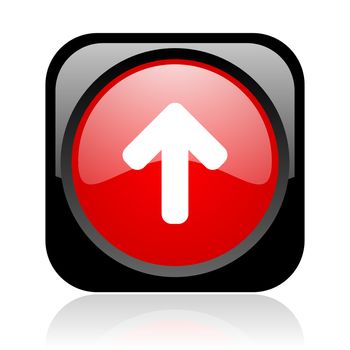 arrow up black and red square web glossy icon