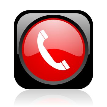 phone black and red square web glossy icon