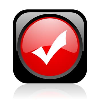 accept black and red square web glossy icon