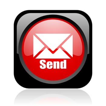 send black and red square web glossy icon