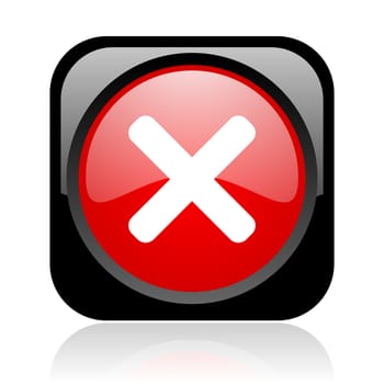 cancel black and red square web glossy icon