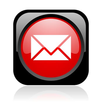 mail black and red square web glossy icon