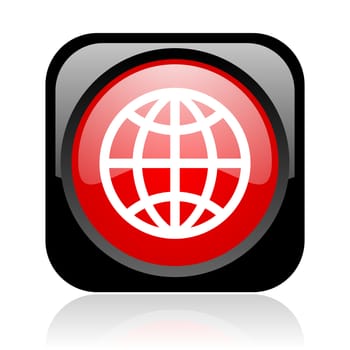 earth black and red square web glossy icon