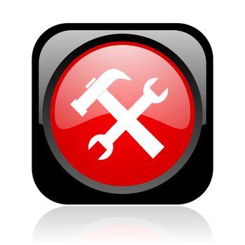 tools black and red square web glossy icon