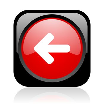 arrow left black and red square web glossy icon