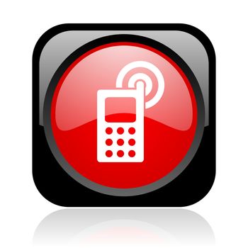 cellphone black and red square web glossy icon