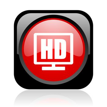 hd display black and red square web glossy icon
