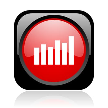 bar graph black and red square web glossy icon