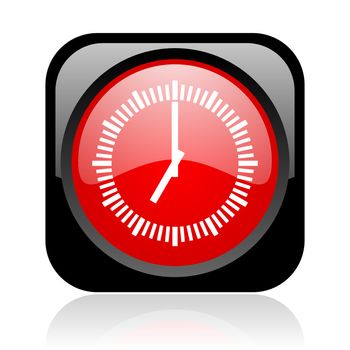 clock black and red square web glossy icon