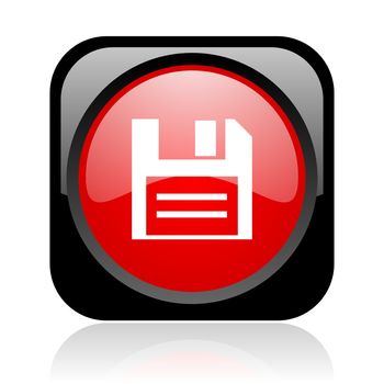 disk black and red square web glossy icon