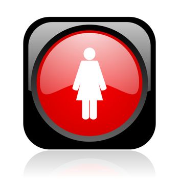 woman black and red square web glossy icon
