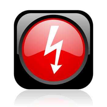 lightning black and red square web glossy icon