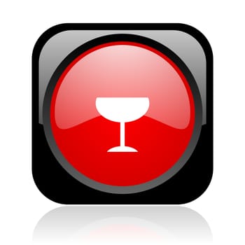 glass black and red square web glossy icon