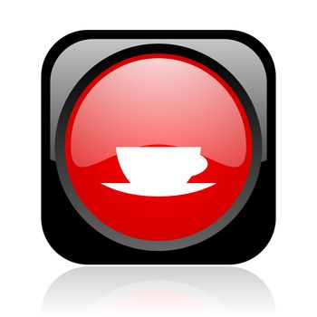 coffee cup black and red square web glossy icon
