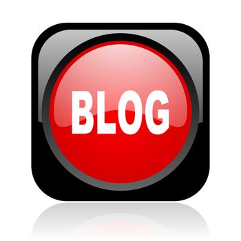 blog black and red square web glossy icon