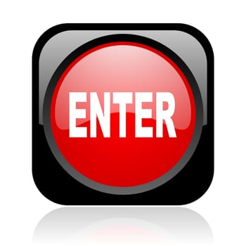 enter black and red square web glossy icon