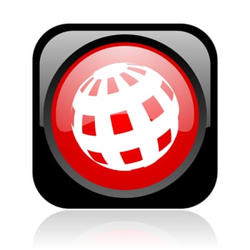 earth black and red square web glossy icon