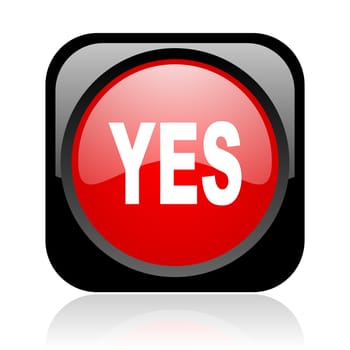 yes black and red square web glossy icon