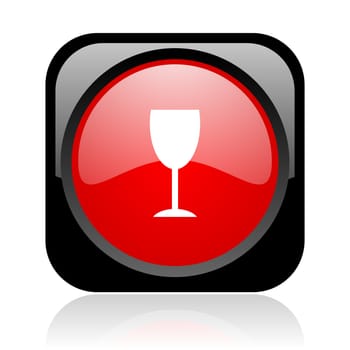 glass black and red square web glossy icon