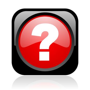 question mark black and red square web glossy icon
