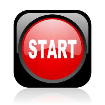 start black and red square web glossy icon