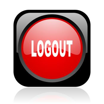 logout black and red square web glossy icon