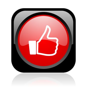 thumb up black and red square web glossy icon