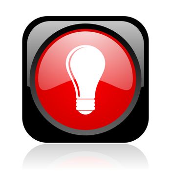 light bulb black and red square web glossy icon