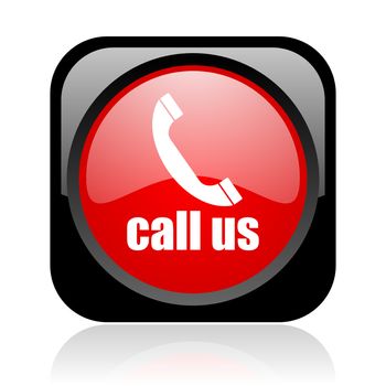 call us black and red square web glossy icon