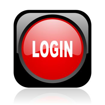 login black and red square web glossy icon