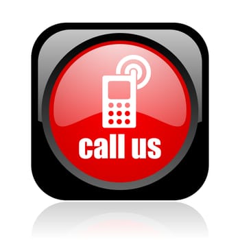 call us black and red square web glossy icon