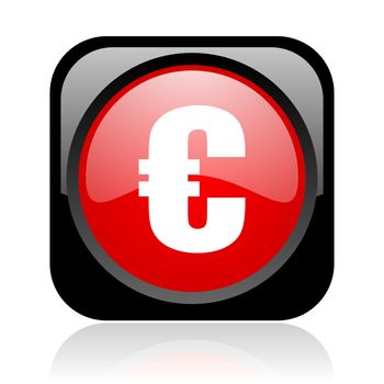 euro black and red square web glossy icon