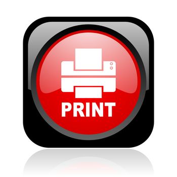 print black and red square web glossy icon