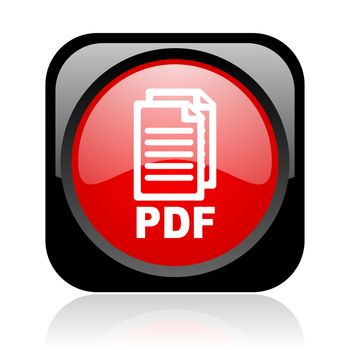 pdf black and red square web glossy icon