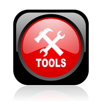 tools black and red square web glossy icon