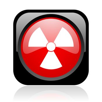 radiation black and red square web glossy icon