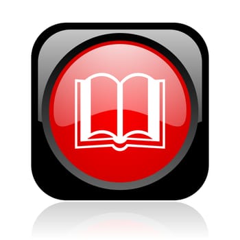 book black and red square web glossy icon