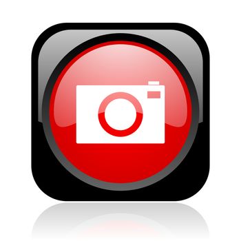 camera black and red square web glossy icon