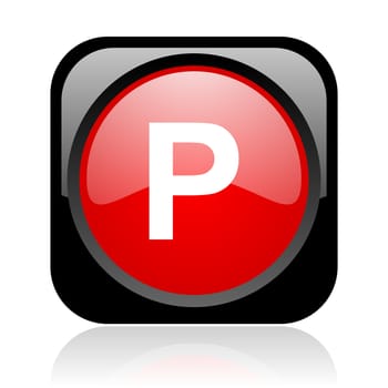 park black and red square web glossy icon