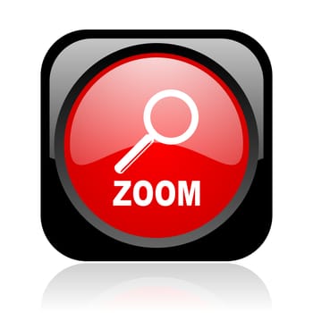 zoom black and red square web glossy icon