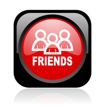 friends black and red square web glossy icon