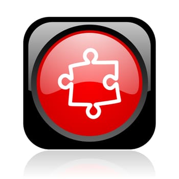 puzzle black and red square web glossy icon