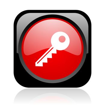 key black and red square web glossy icon