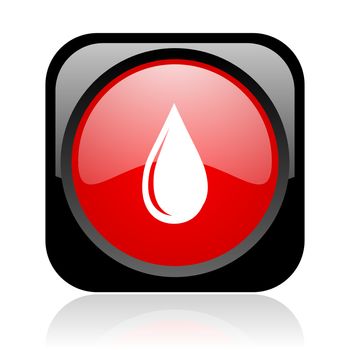 water drop black and red square web glossy icon