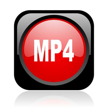 mp4 black and red square web glossy icon