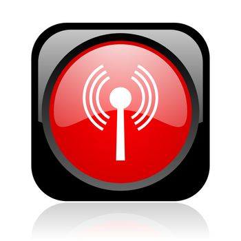 wifi black and red square web glossy icon
