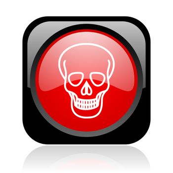 skull black and red square web glossy icon