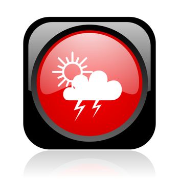 weather forecast black and red square web glossy icon
