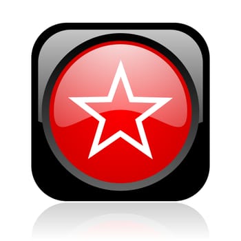 star black and red square web glossy icon