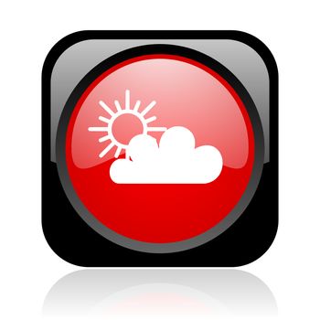 weather forecast black and red square web glossy icon